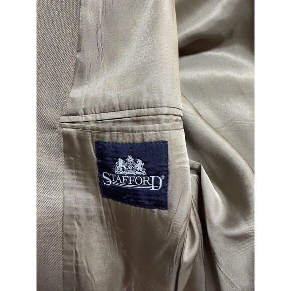 Stafford Blazer 48L Men's Tan Classic Wool Blend 2 Button Notch Collar Vent - Picture 7 of 9